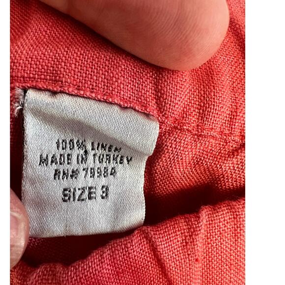 Lino by Chicos Women Linen Pants Crop Size 3 Red - Picture 6 of 10
